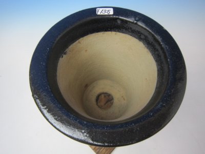 画像3: Ｈ-130　京楽焼　古鉢　「加茂黒太鼓胴紐」　美術鉢