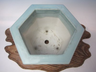 画像2: Ｈ-39　瀬戸焼　古盆器　「金彩外縁六角」　美術鉢