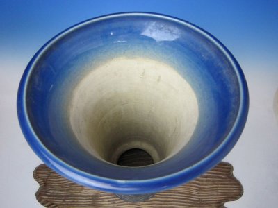 画像1: Ｈ-93　日本　中古　「欅鉢瑠璃釉丸下方」 　美術鉢
