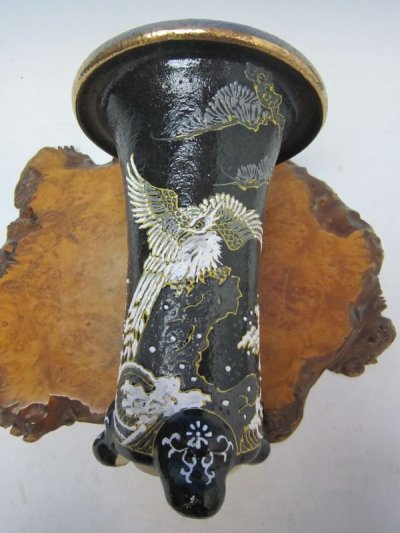 画像2: Ｈ-30　京楽焼　新品　「愛楽園製 鷲」　美術鉢　3.8号　春蘭鉢