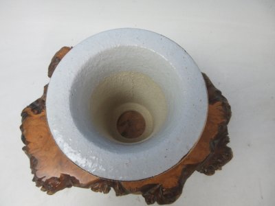画像3: Ｈ-14　京楽焼　新品　「愛楽園製　白胴鶴」　万年青鉢　3.5号