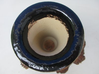 画像2: Ｈ-39　京楽焼　新品　「愛楽園製 加茂黒唐草古代模様 五柳写し」　春蘭鉢　3.5号