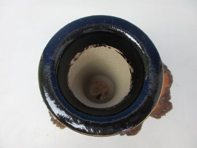画像2: Ｈ-40　京楽焼　新品　「愛楽園製 加茂黒青海波」　春蘭鉢　3.5号