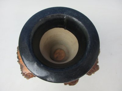 画像2: Ｈ-48　京楽焼　古鉢　「加茂黒 イッチン青海波」　美術鉢　4.0号