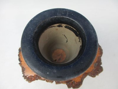 画像2: Ｈ-50　京楽焼　古鉢　「加茂黒 青海波」　美術鉢　4.0号