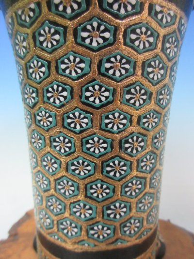 画像2: Ｈ-57　京楽焼　新品　「布施覚氏作 亀甲模様」　美術鉢　5.0号
