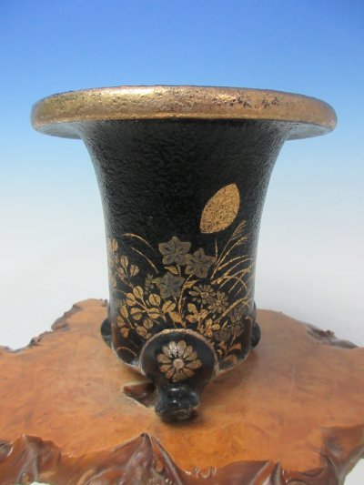 画像1: Ｈ-62　京楽焼　新古品　「布施覚氏作　秋の七草」　万年青鉢　4.5号