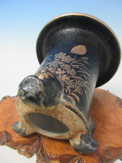 画像3: Ｈ-62　京楽焼　新古品　「布施覚氏作　秋の七草」　万年青鉢　4.5号