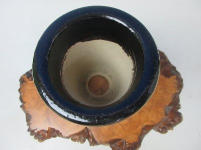 画像3: Ｈ-75　京楽焼　新古品　「愛楽園製 華作 加茂黒 金地白牡丹 B」　蘭鉢　3.3号